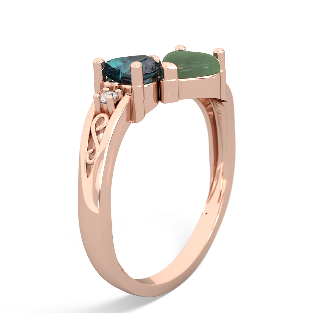 Alexandrite Snuggling Hearts 14K Rose Gold ring R2178