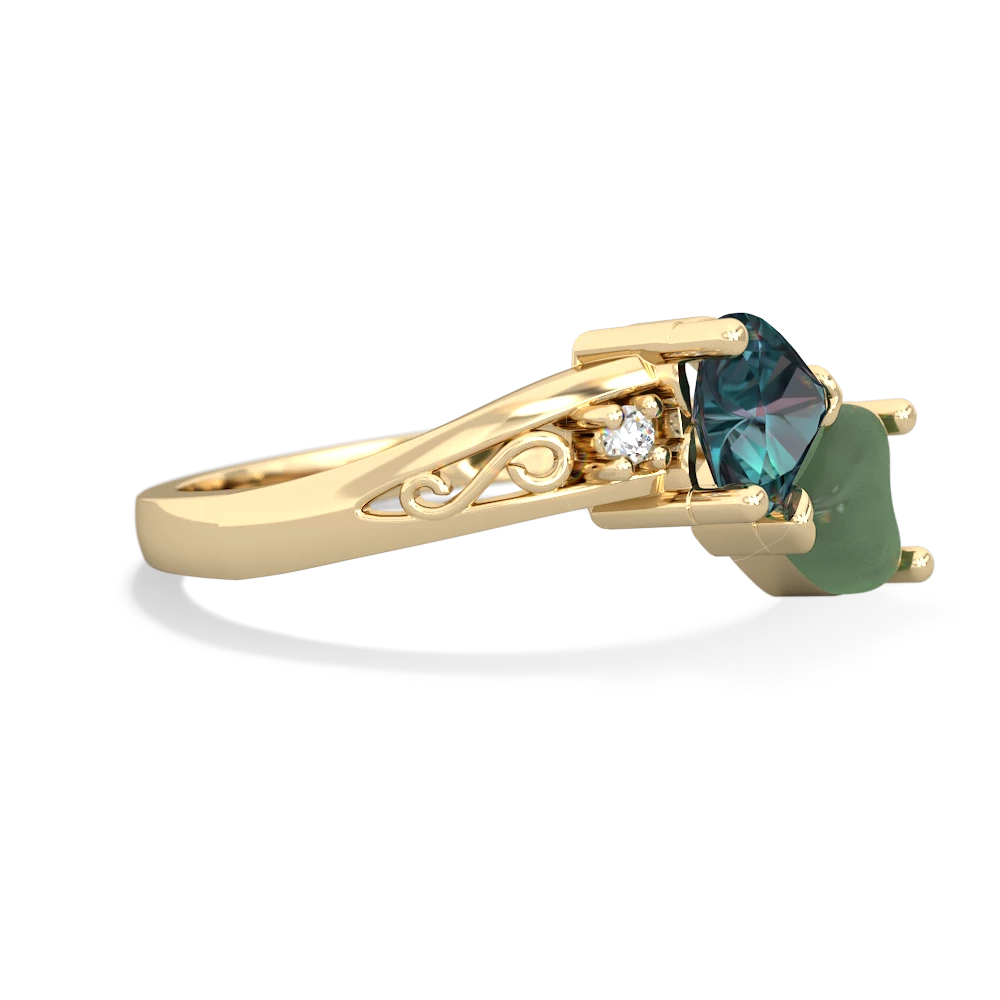 Alexandrite Snuggling Hearts 14K Yellow Gold ring R2178