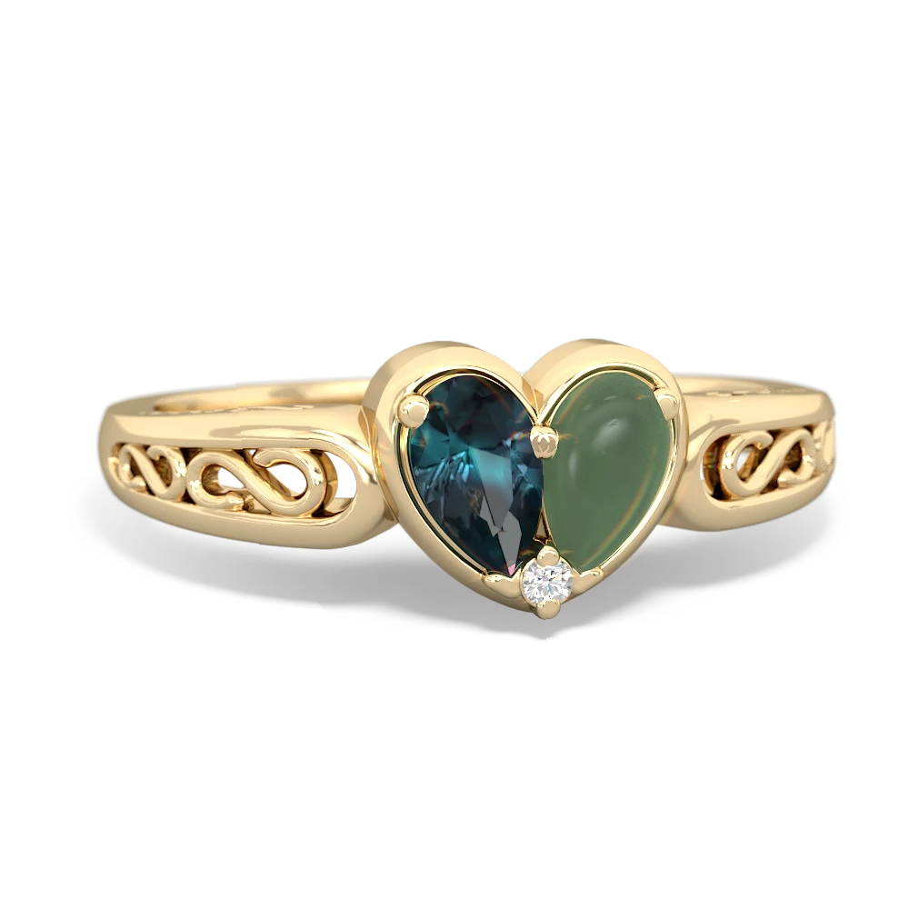 Alexandrite Filligree 'One Heart' 14K Yellow Gold ring R5070