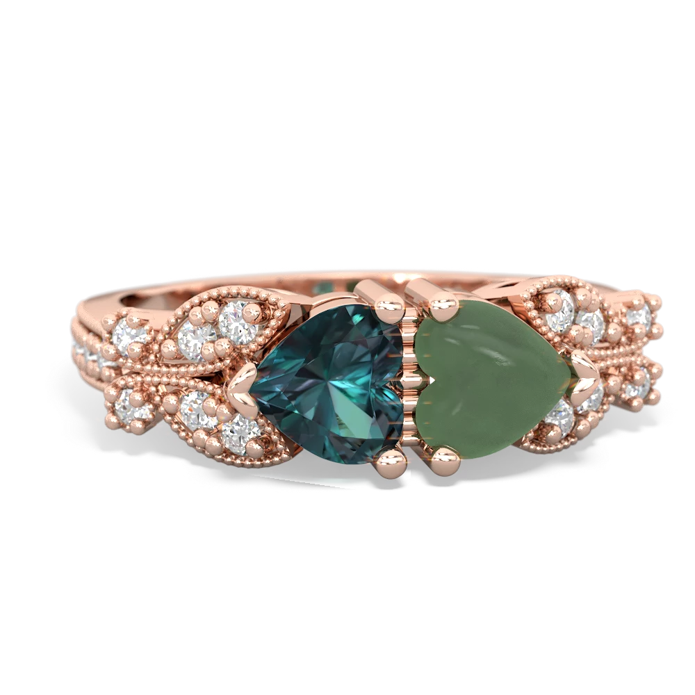 Alexandrite Diamond Butterflies 14K Rose Gold ring R5601