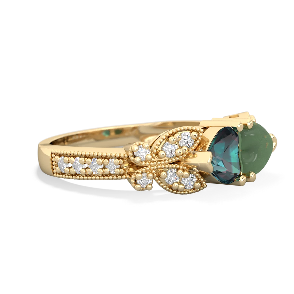 Alexandrite Diamond Butterflies 14K Yellow Gold ring R5601