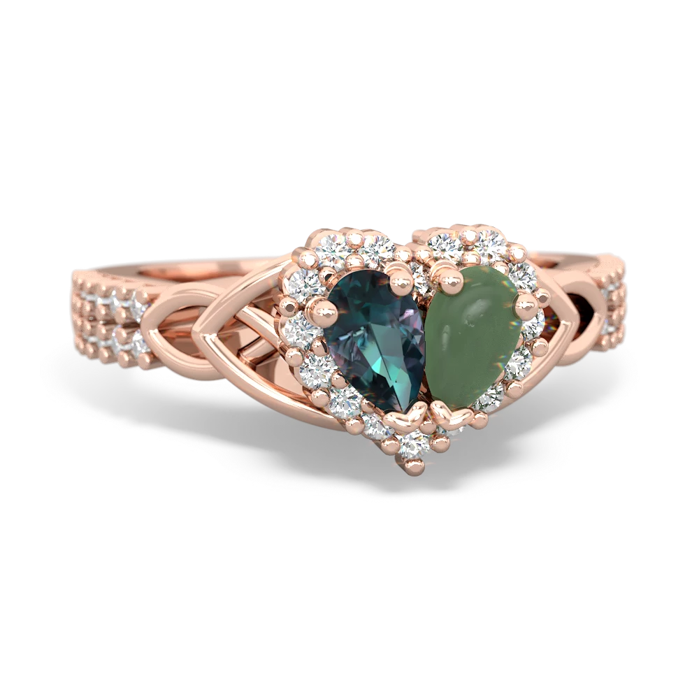 Alexandrite Celtic Knot Two Hearts As One 14K Rose Gold ring R2644HRT