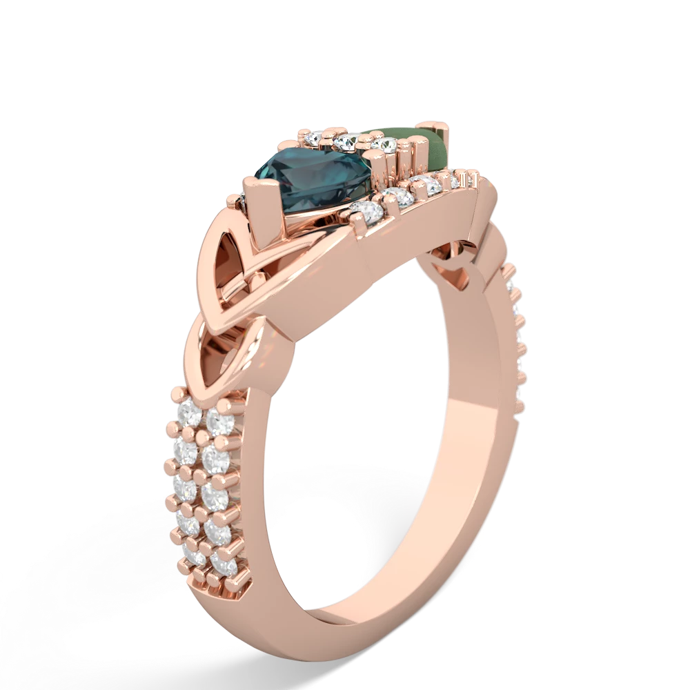 Alexandrite Sparkling Celtic Knot 14K Rose Gold ring R2645