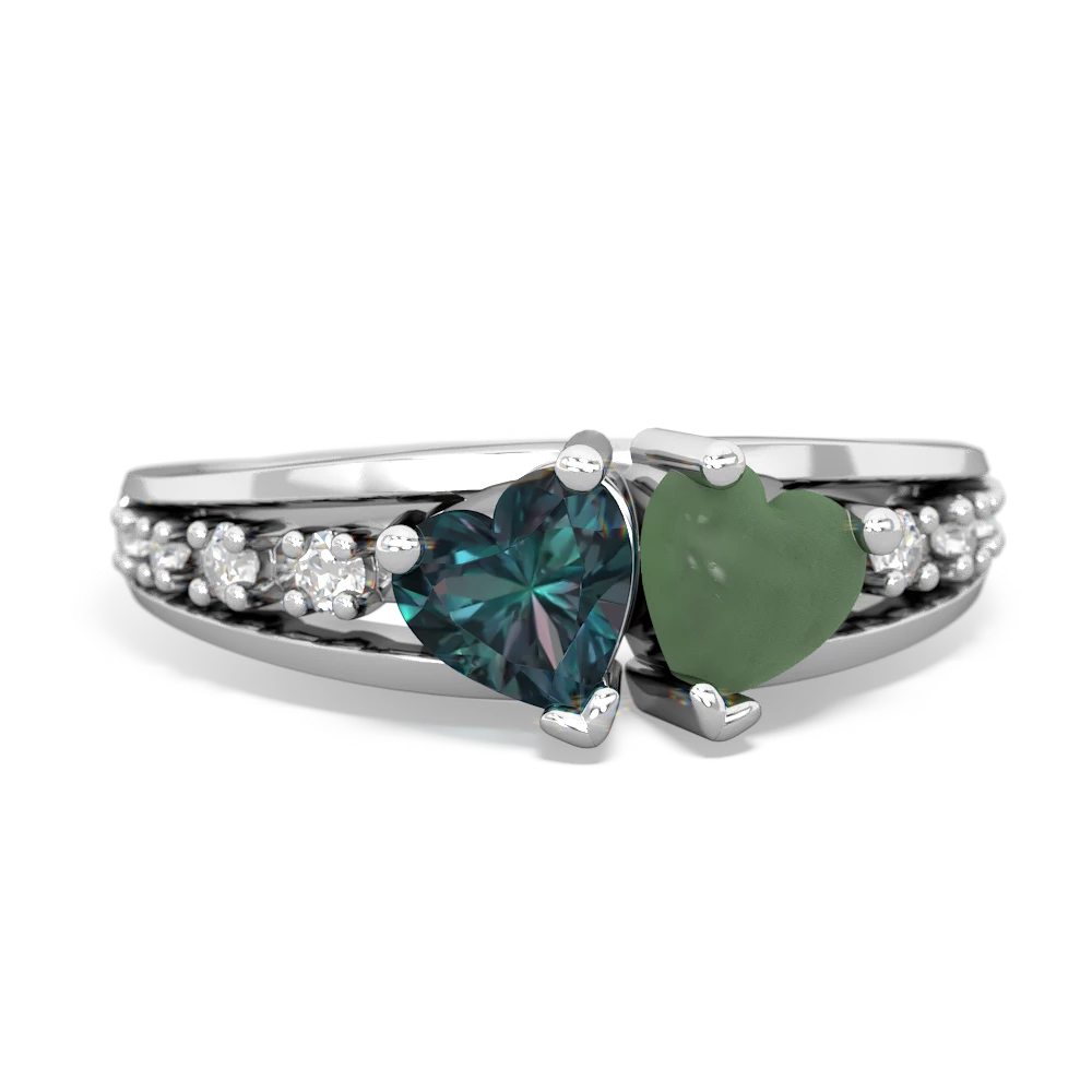 Alexandrite Heart To Heart 14K White Gold ring R3342