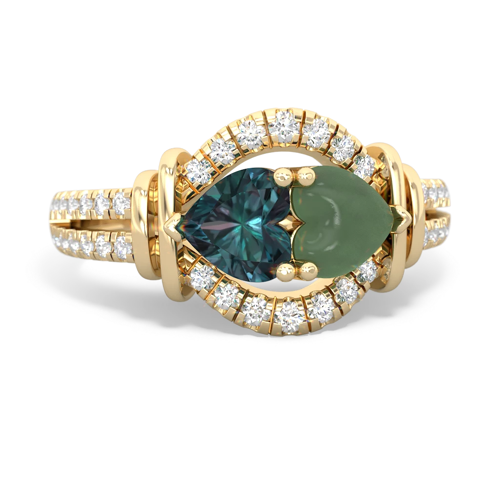 Alexandrite Art-Deco Keepsake 14K Yellow Gold ring R5630