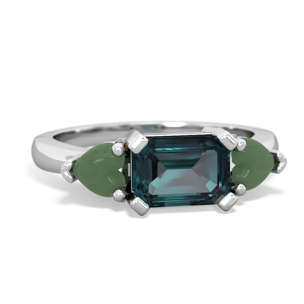 Alexandrite Three Stone 14K White Gold ring R5235