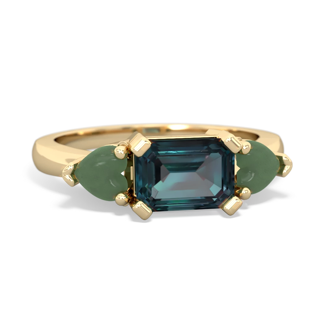 Alexandrite Three Stone 14K Yellow Gold ring R5235