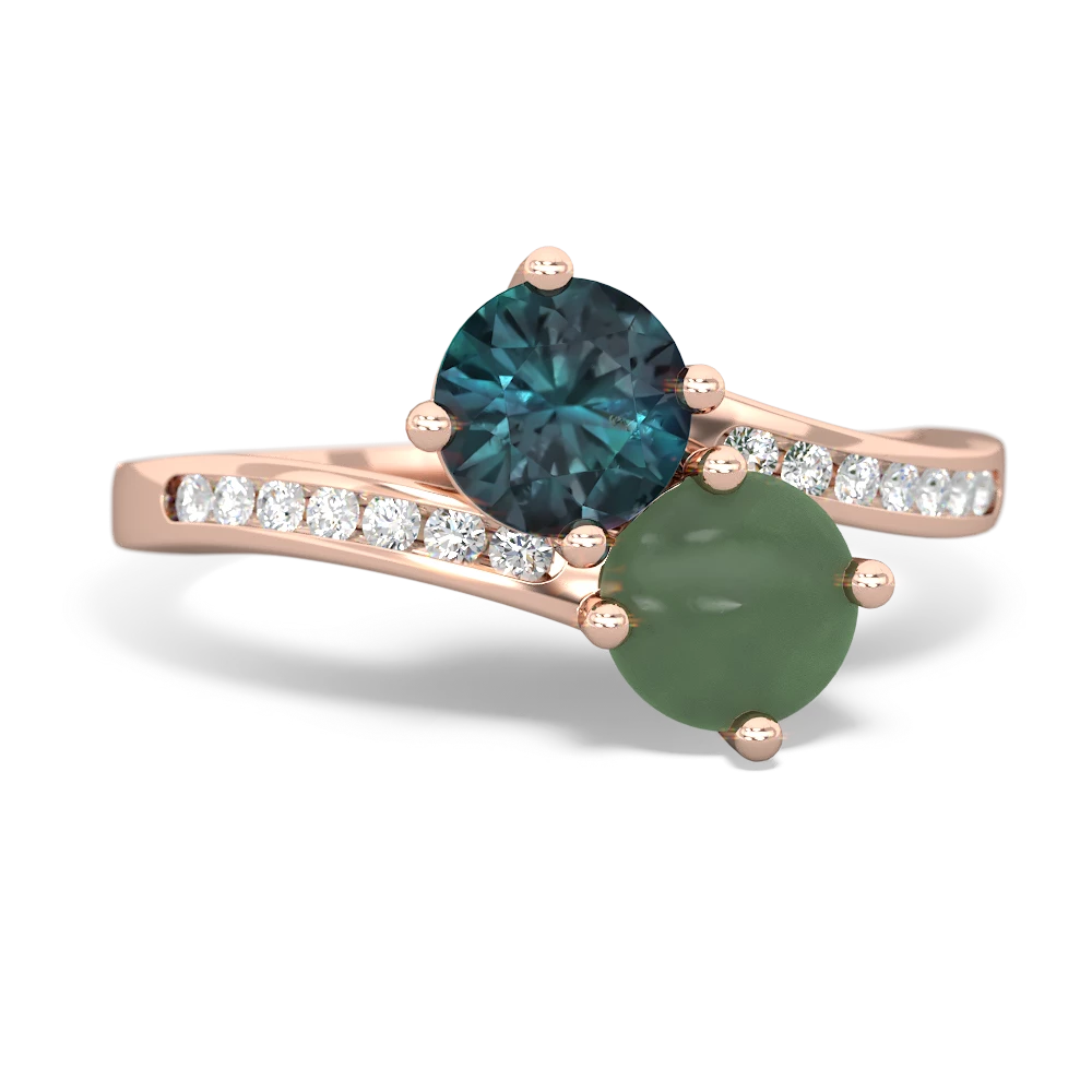 Alexandrite Channel Set Two Stone 14K Rose Gold ring R5303