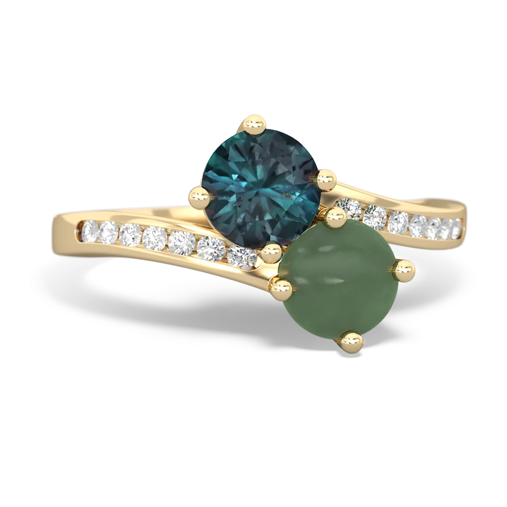 Alexandrite Channel Set Two Stone 14K Yellow Gold ring R5303