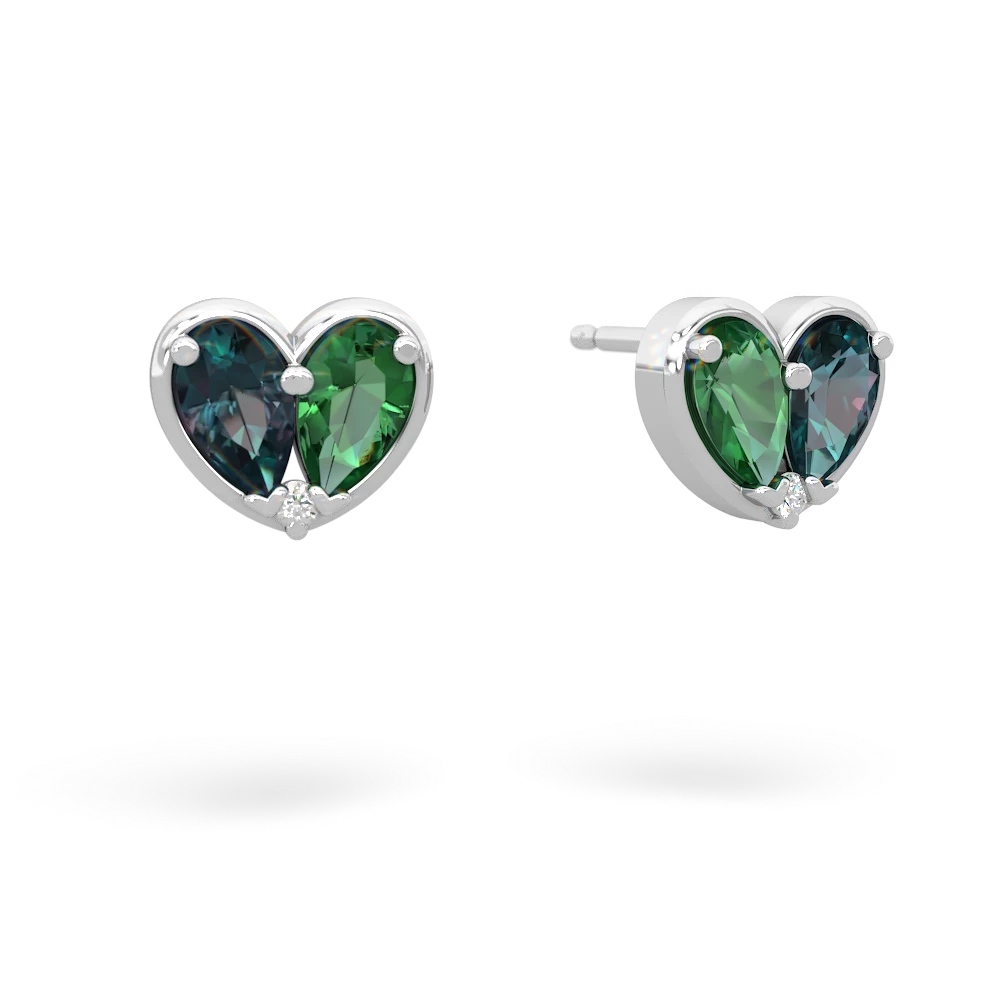 Alexandrite 'Our Heart' 14K White Gold earrings E5072