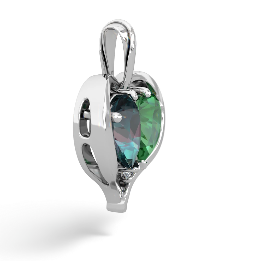 Alexandrite Two Become One 14K White Gold pendant P5330