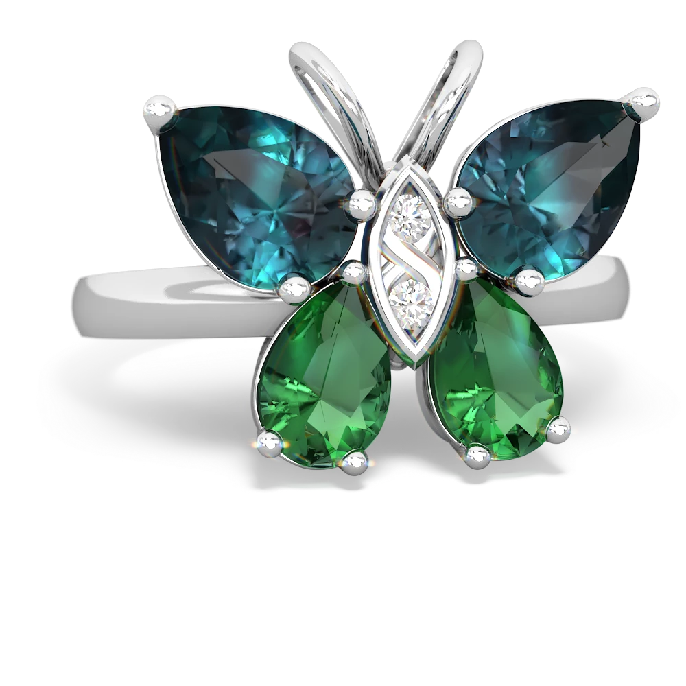 Alexandrite Butterfly 14K White Gold ring R2215