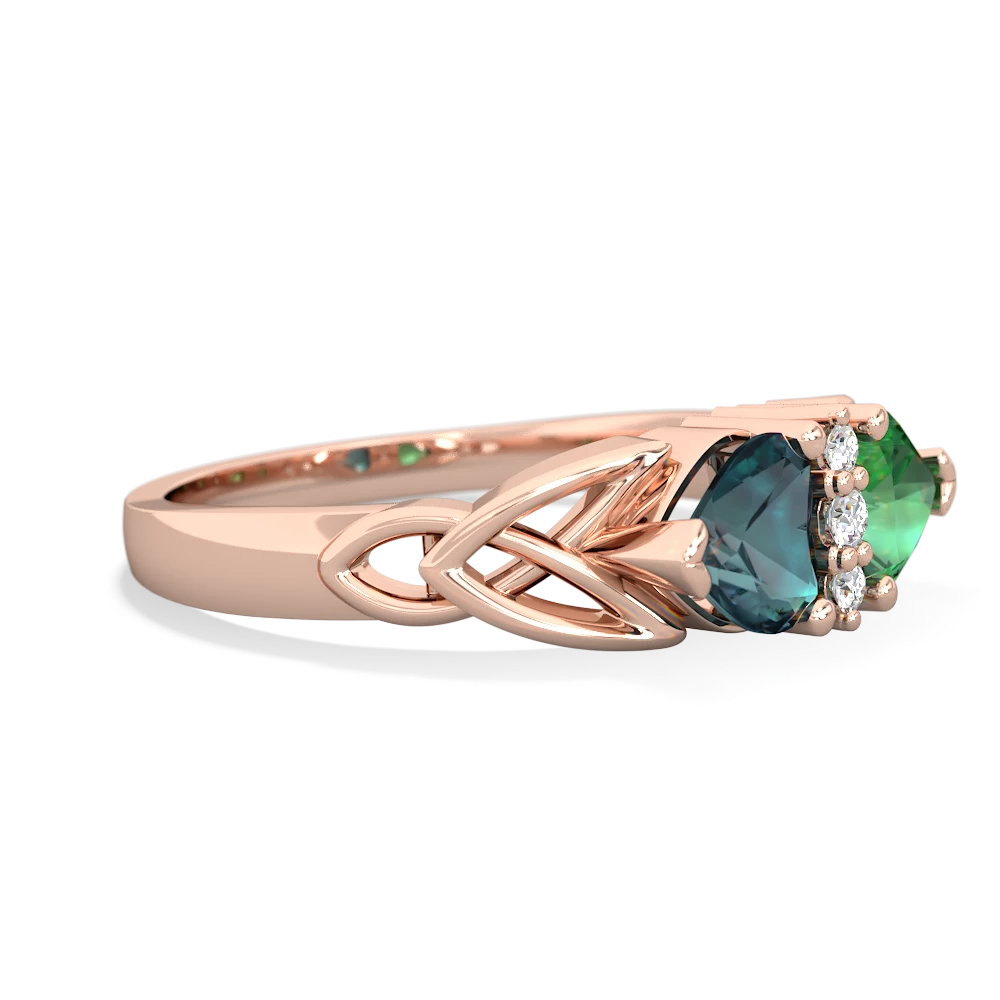 Alexandrite Celtic Knot Double Heart 14K Rose Gold ring R5040