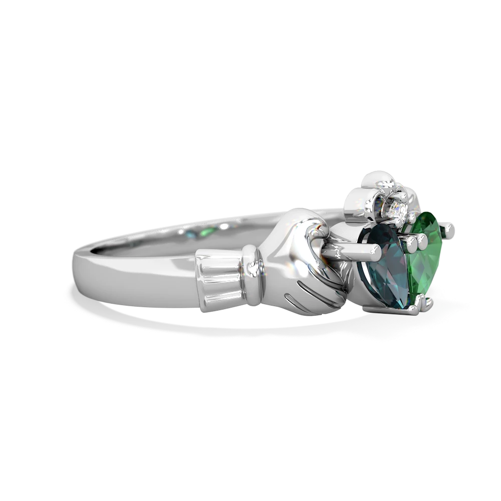 Alexandrite 'Our Heart' Claddagh 14K White Gold ring R2388