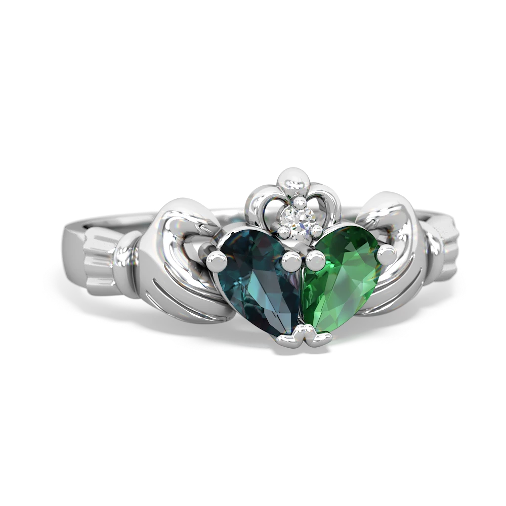 Alexandrite 'Our Heart' Claddagh 14K White Gold ring R2388