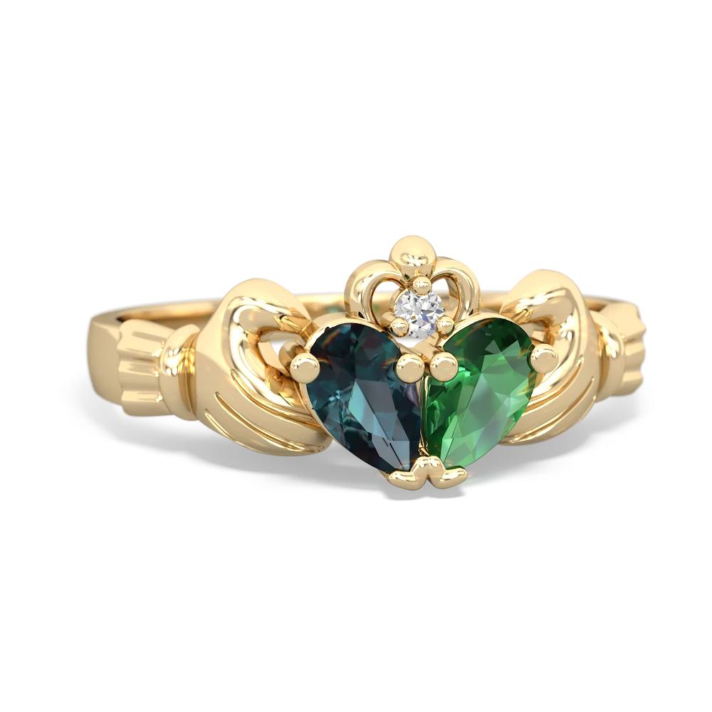 Alexandrite 'Our Heart' Claddagh 14K Yellow Gold ring R2388