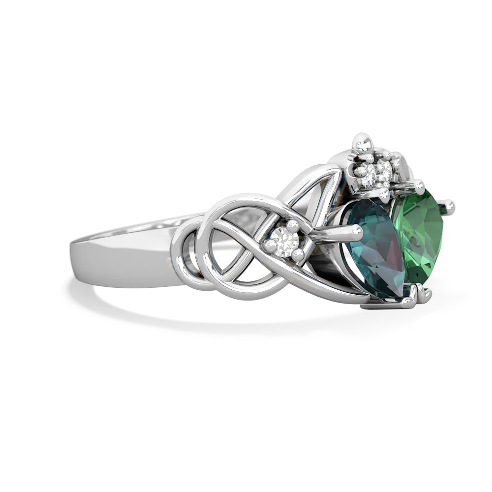 Alexandrite 'One Heart' Celtic Knot Claddagh 14K White Gold ring R5322