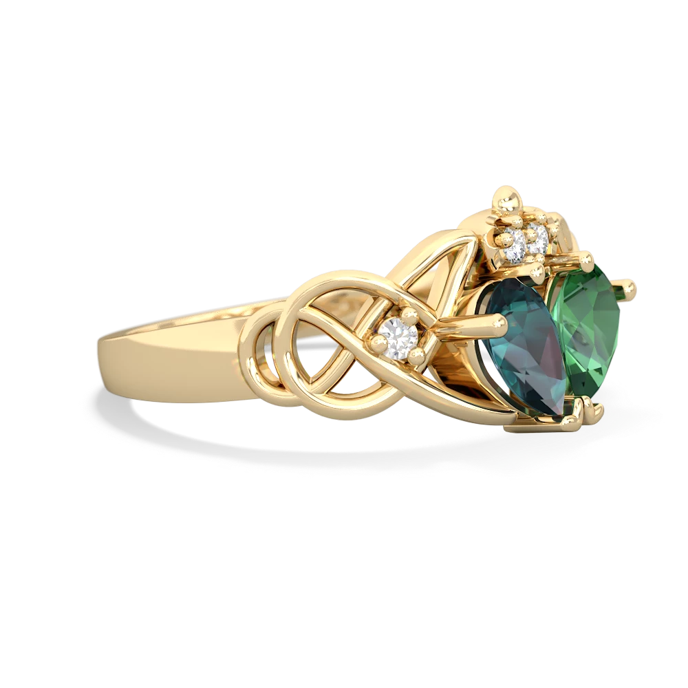 Alexandrite 'One Heart' Celtic Knot Claddagh 14K Yellow Gold ring R5322