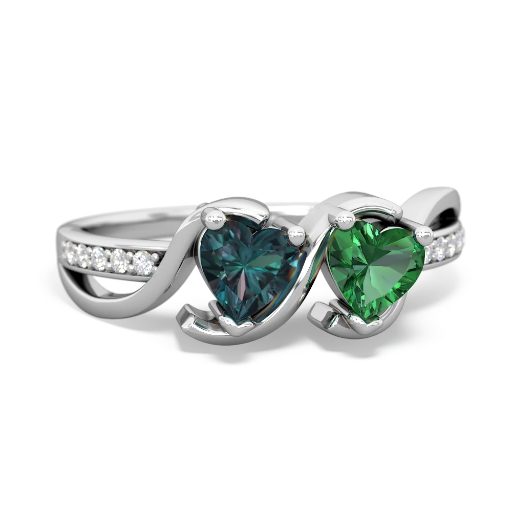 Alexandrite Side By Side 14K White Gold ring R3090