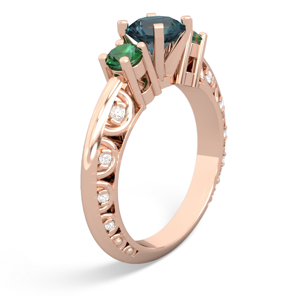 Alexandrite Art Deco Eternal Embrace Engagement 14K Rose Gold ring C2003