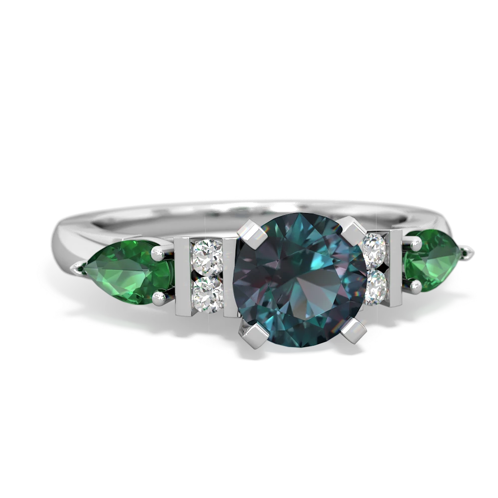 Alexandrite 6Mm Round Eternal Embrace Engagement 14K White Gold ring R2005