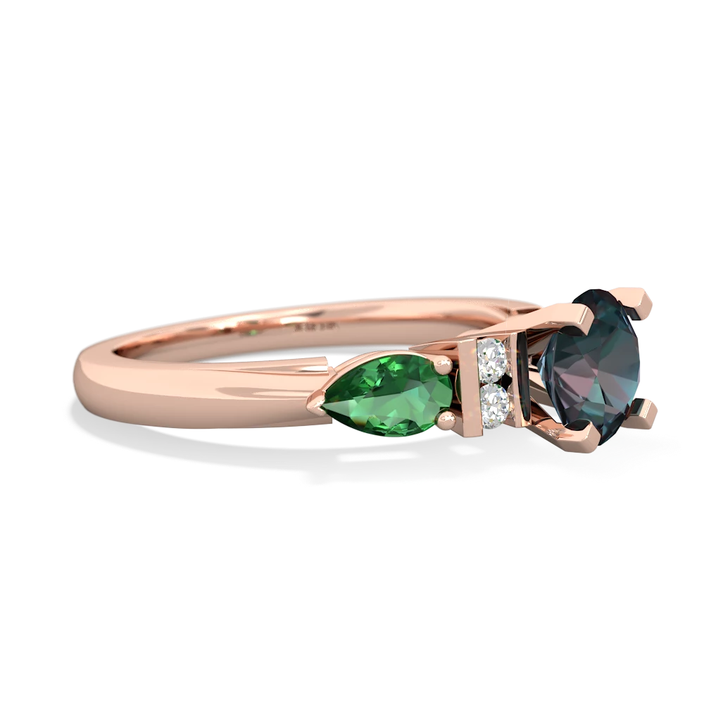 Alexandrite 6Mm Round Eternal Embrace Engagement 14K Rose Gold ring R2005