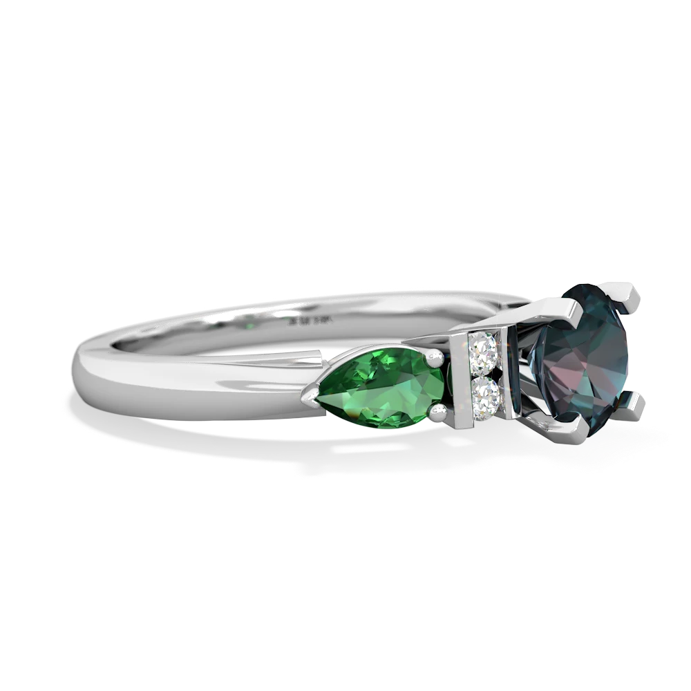 Alexandrite 6Mm Round Eternal Embrace Engagement 14K White Gold ring R2005