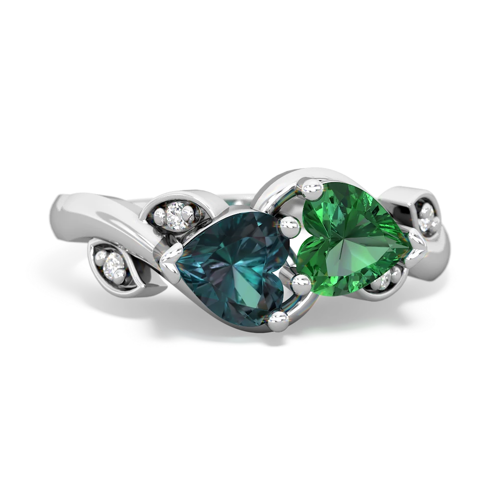 Alexandrite Floral Elegance 14K White Gold ring R5790