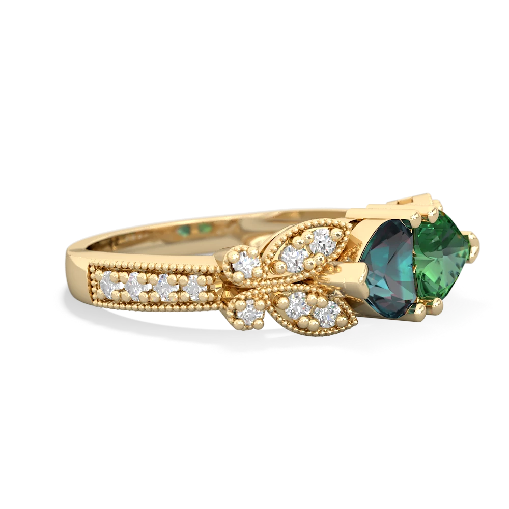 Alexandrite Diamond Butterflies 14K Yellow Gold ring R5601