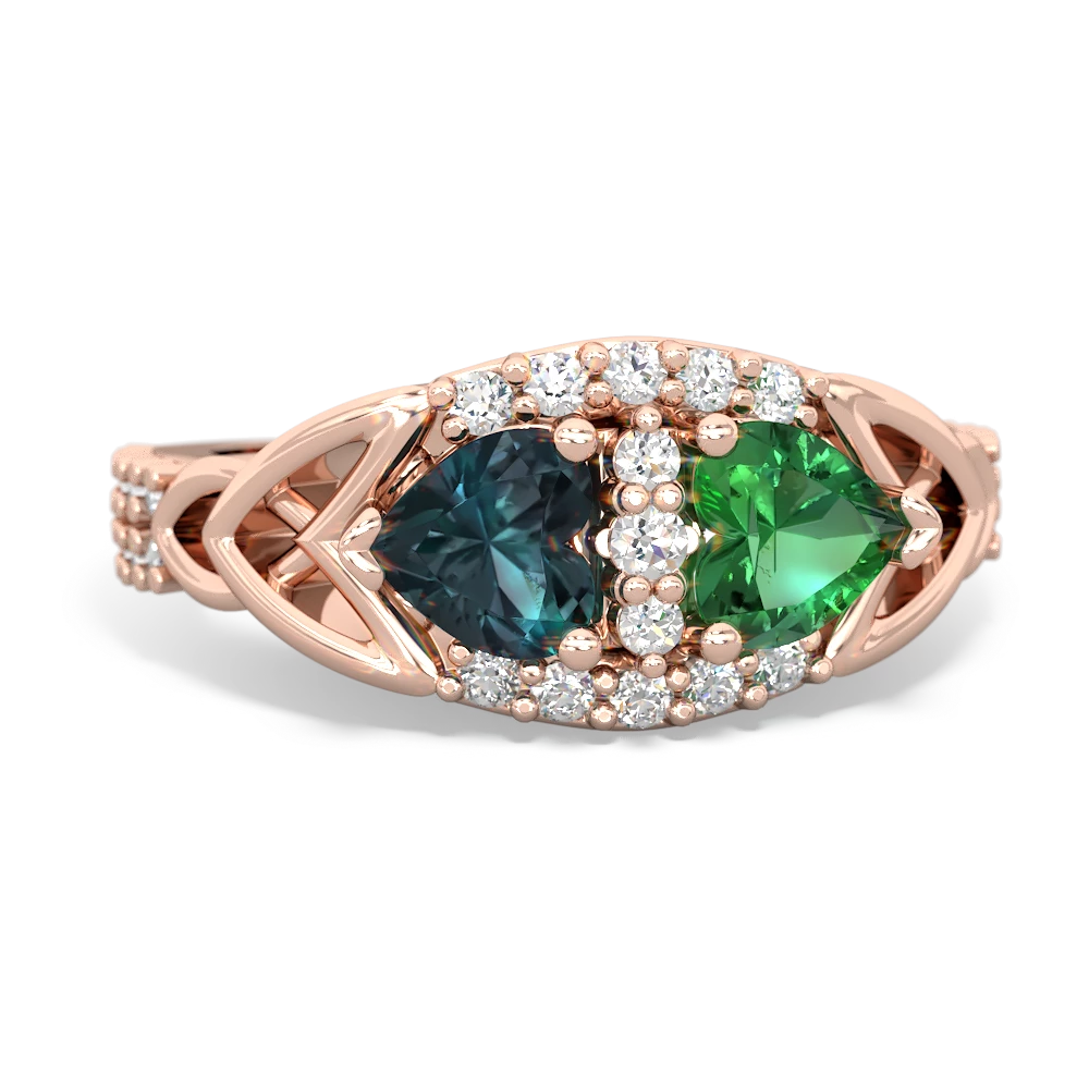 Alexandrite Sparkling Celtic Knot 14K Rose Gold ring R2645