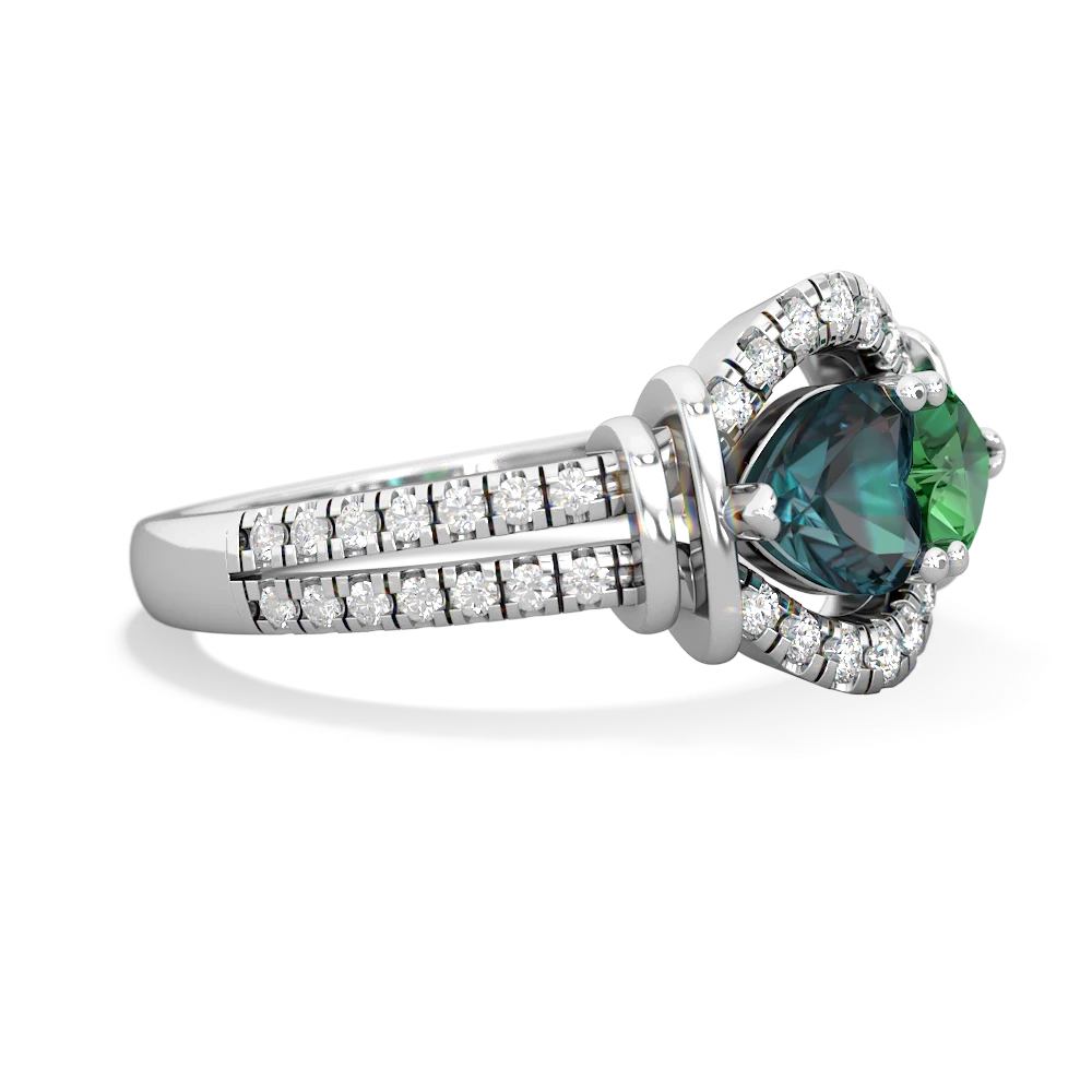 Alexandrite Art-Deco Keepsake 14K White Gold ring R5630