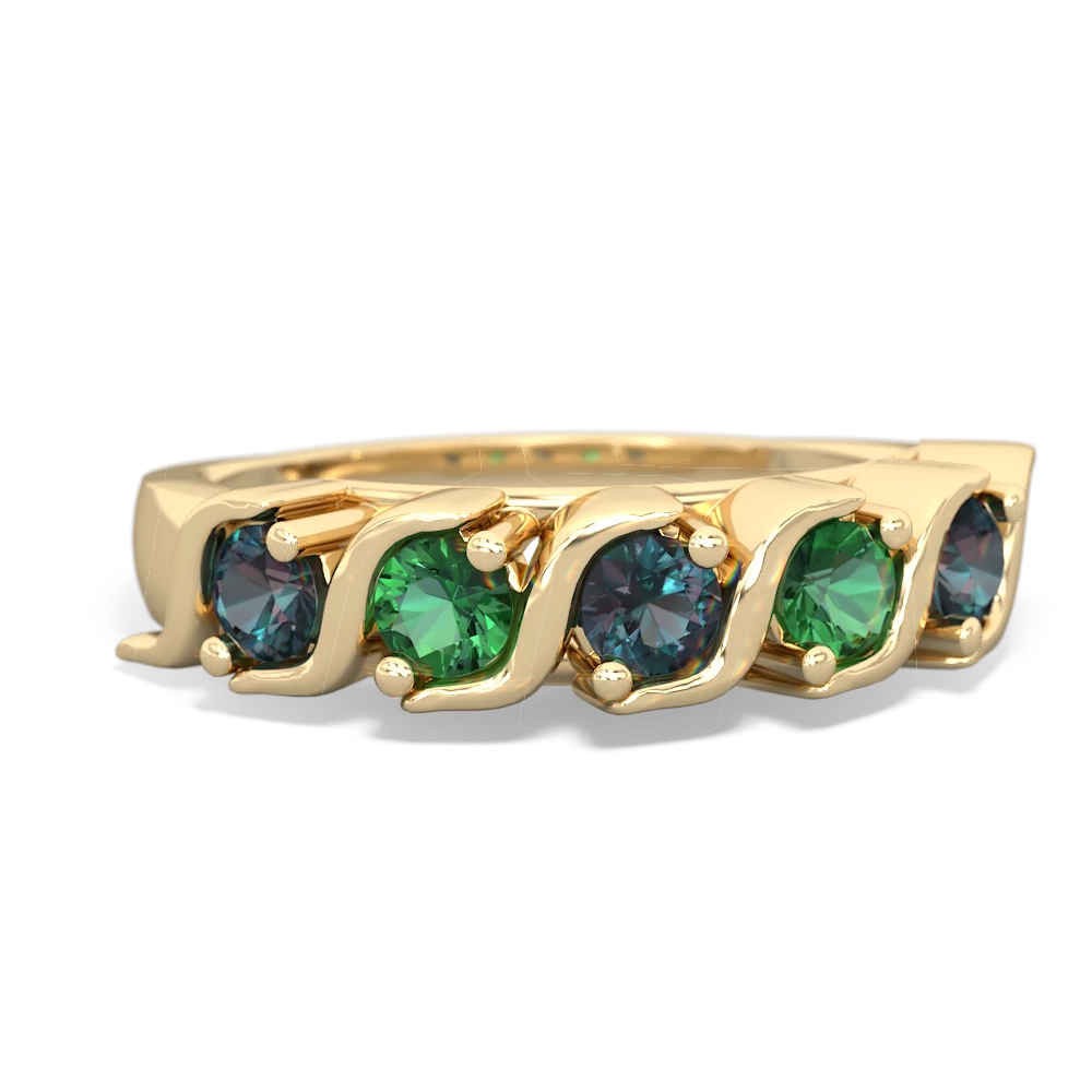 Alexandrite Anniversary Band 14K Yellow Gold ring R2089