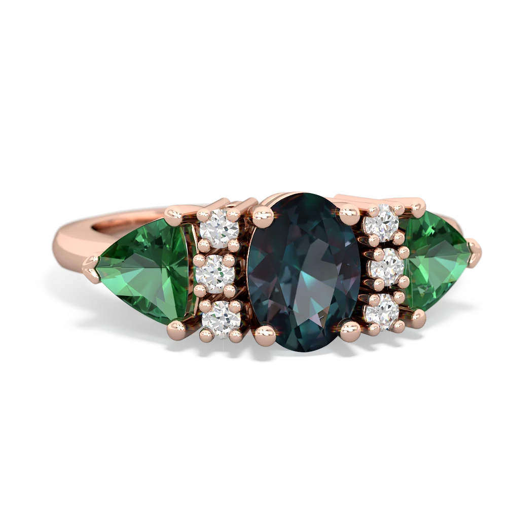 Alexandrite Antique Style Three Stone 14K Rose Gold ring R2186