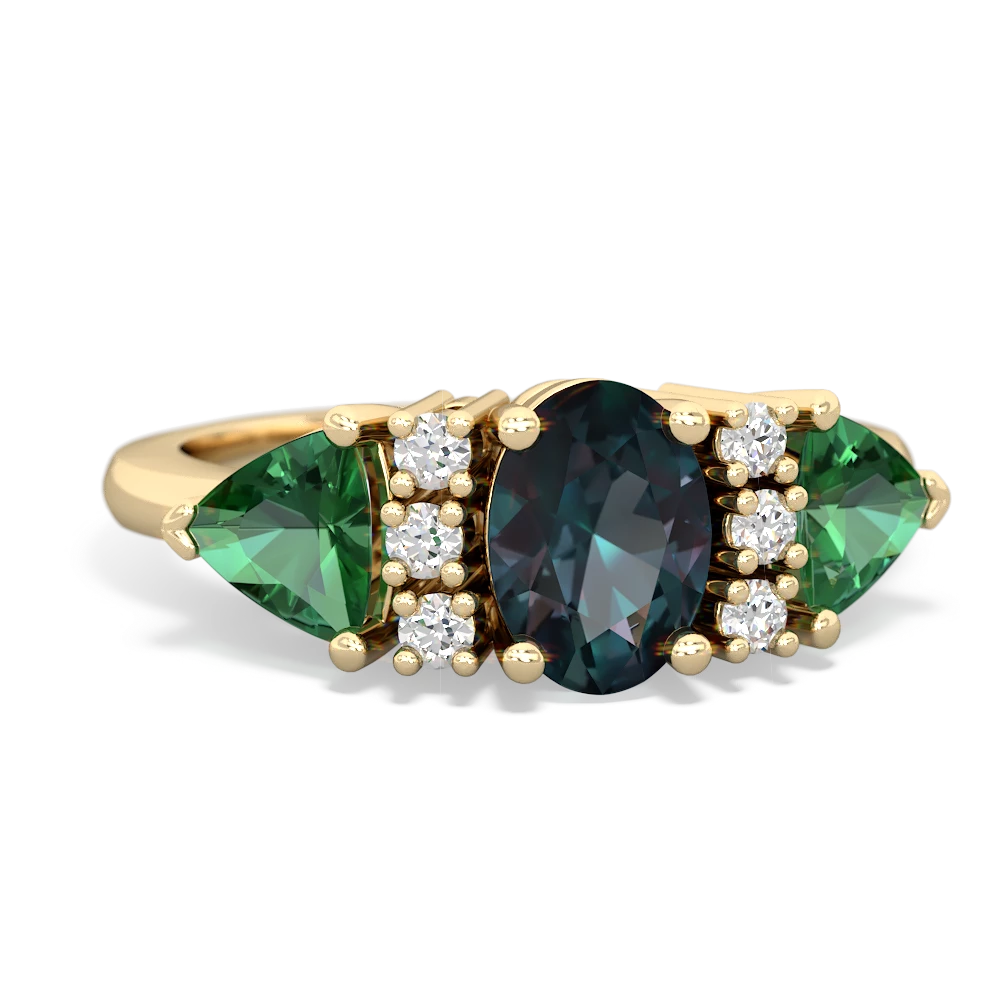 Alexandrite Antique Style Three Stone 14K Yellow Gold ring R2186