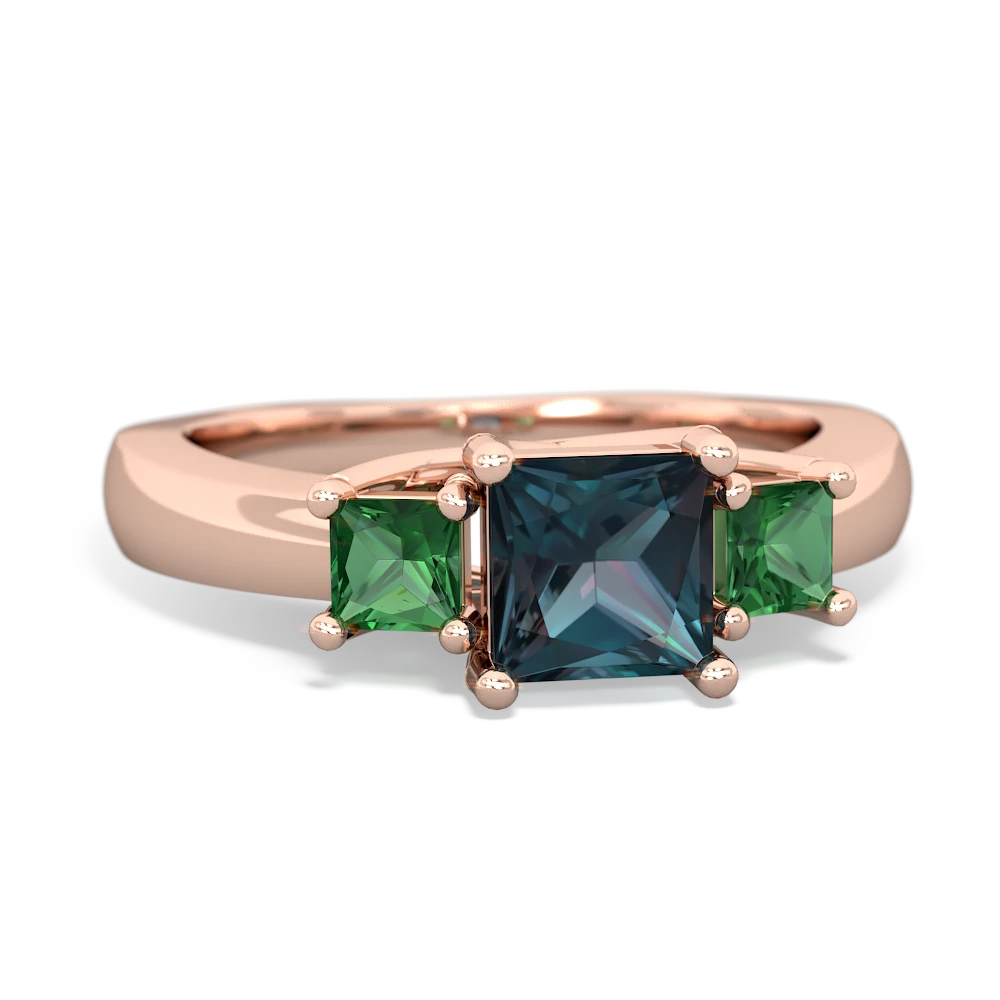 Alexandrite Three Stone Trellis 14K Rose Gold ring R4015