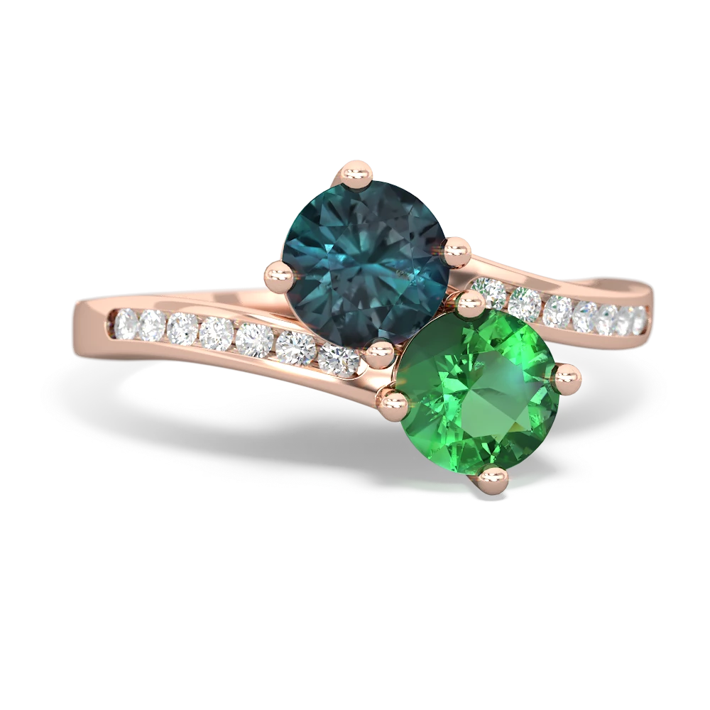 Alexandrite Channel Set Two Stone 14K Rose Gold ring R5303