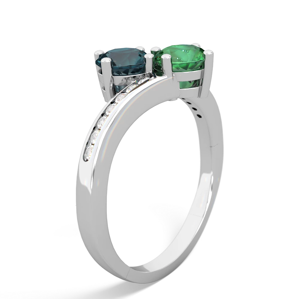 Alexandrite Channel Set Two Stone 14K White Gold ring R5303