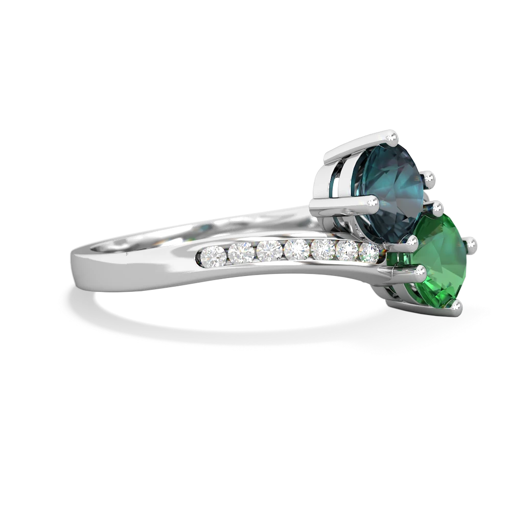 Alexandrite Channel Set Two Stone 14K White Gold ring R5303