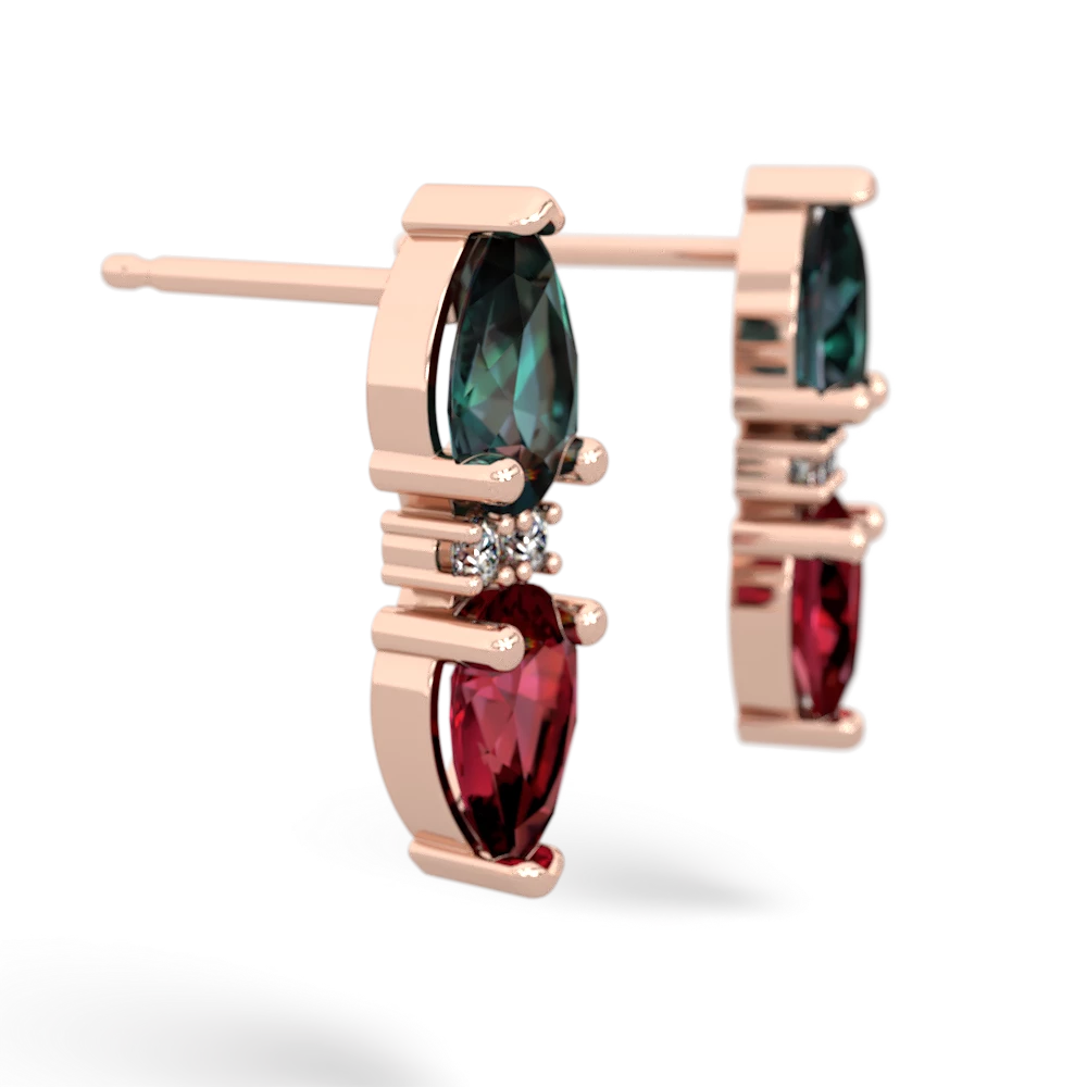 Alexandrite Bowtie Drop 14K Rose Gold earrings E0865