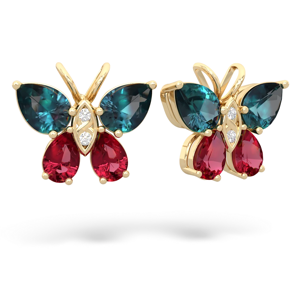 Alexandrite Butterfly 14K Yellow Gold earrings E2215