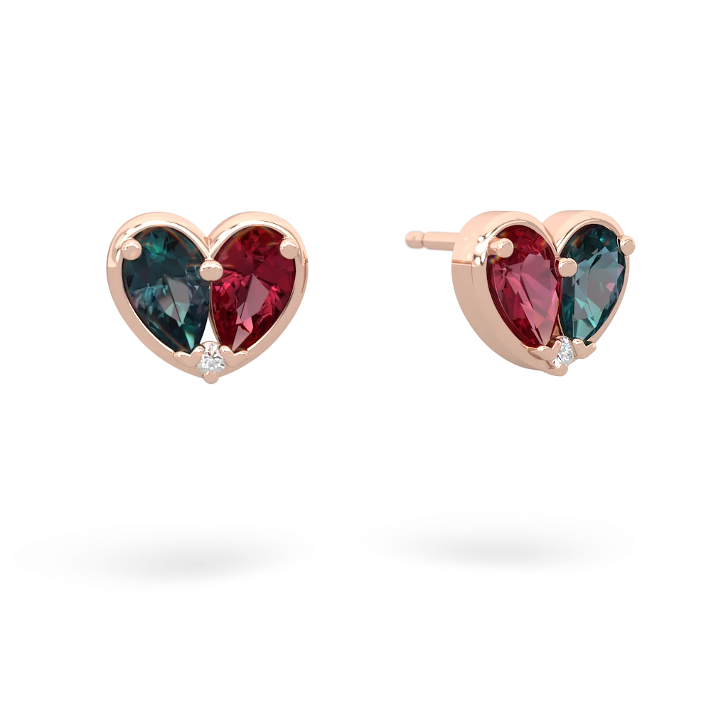 Alexandrite 'Our Heart' 14K Rose Gold earrings E5072