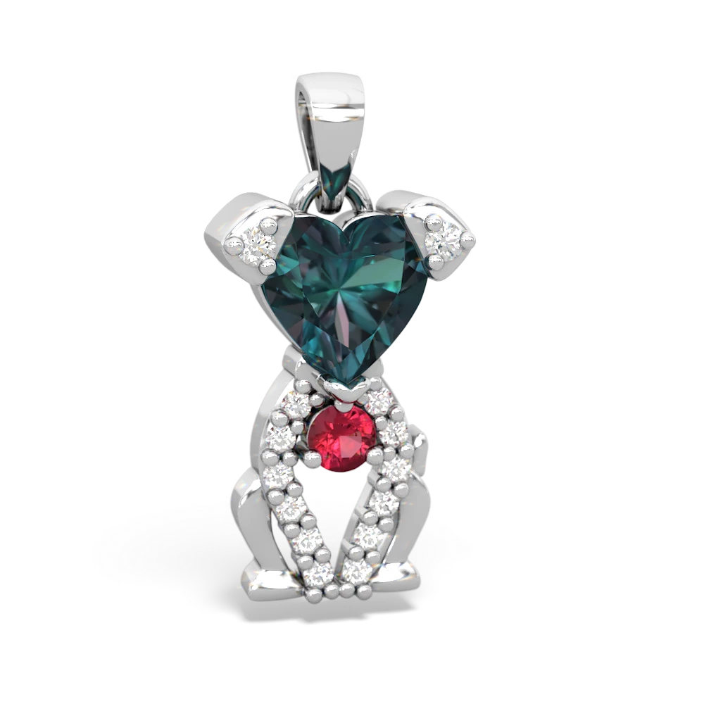 Alexandrite Puppy Love 14K White Gold pendant P5800