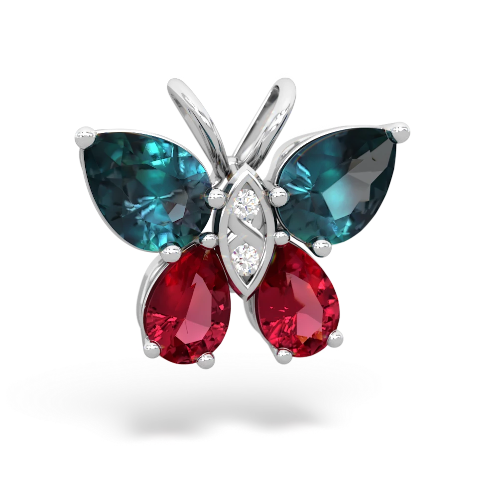 Alexandrite Butterfly 14K White Gold pendant P2215