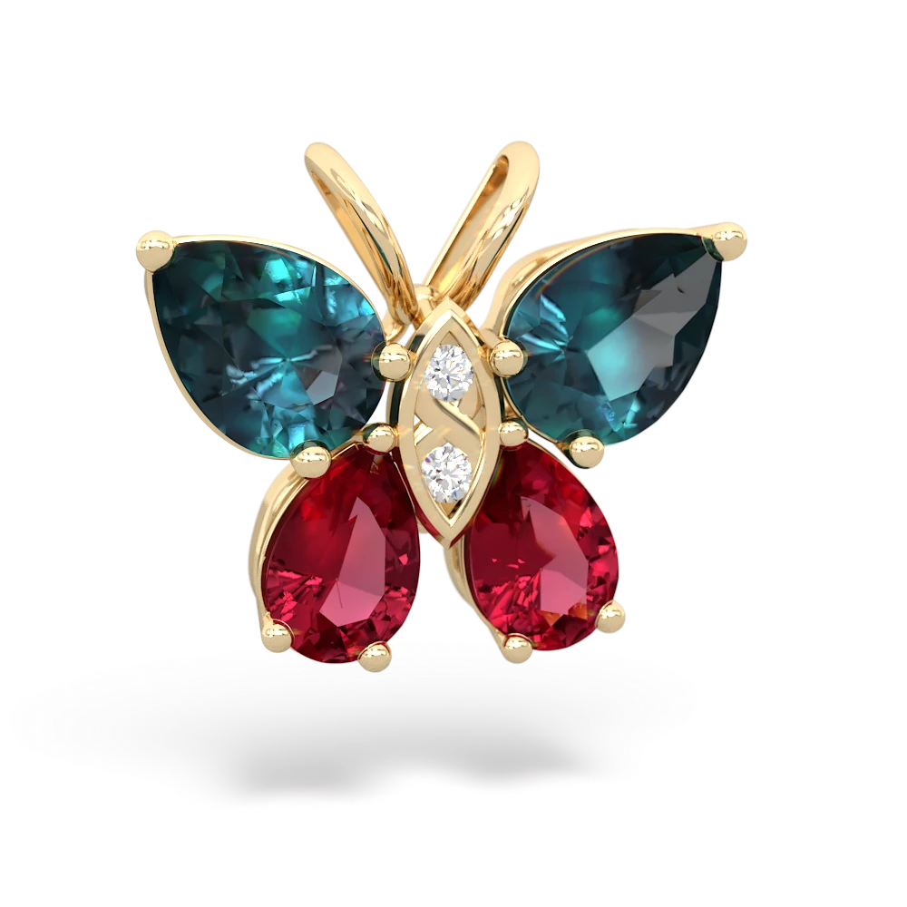 Alexandrite Butterfly 14K Yellow Gold pendant P2215