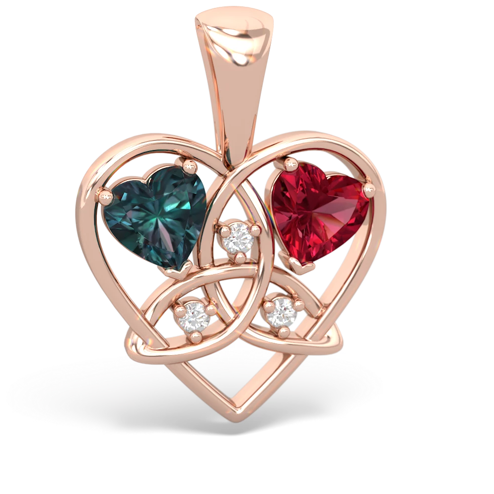 Alexandrite Celtic Trinity Heart 14K Rose Gold pendant P5331