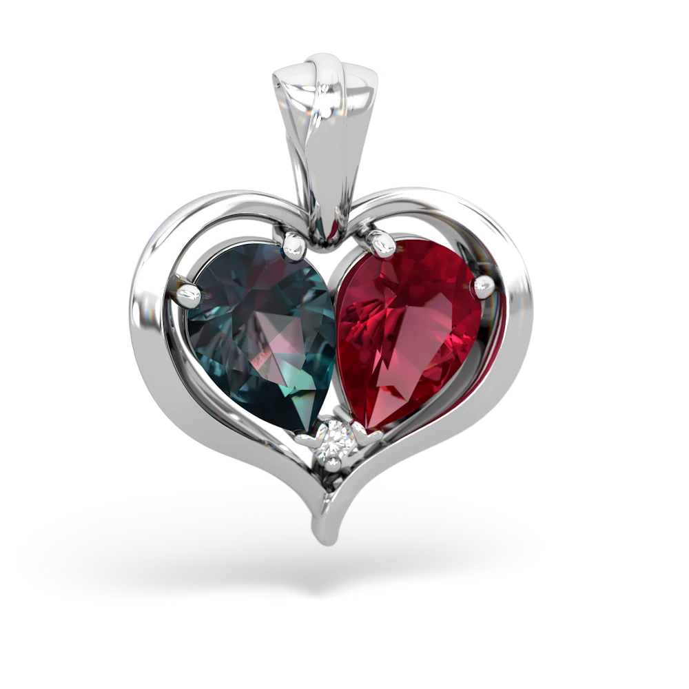 Alexandrite Two Become One 14K White Gold pendant P5330