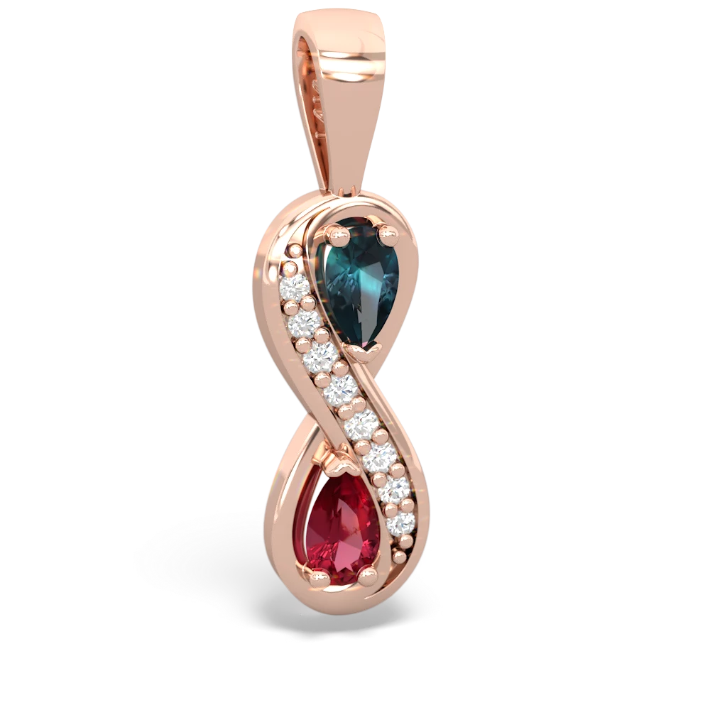 Alexandrite Diamond Infinity 14K Rose Gold pendant P5390