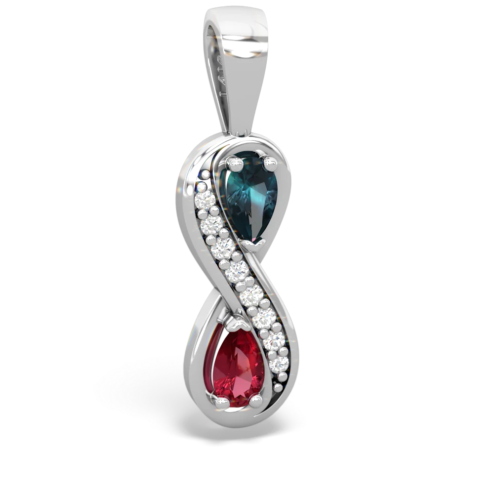 Alexandrite Diamond Infinity 14K White Gold pendant P5390