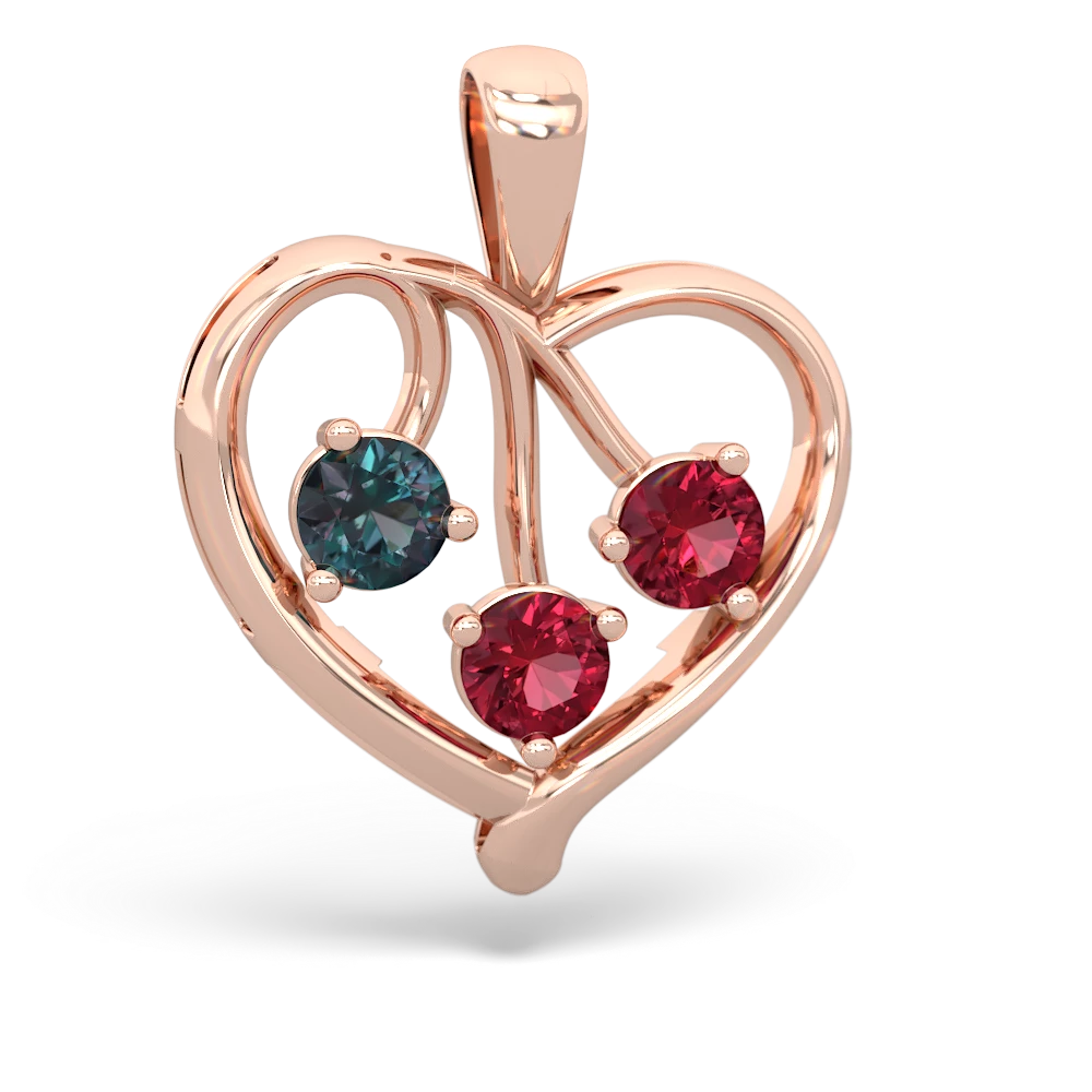 Alexandrite Glowing Heart 14K Rose Gold pendant P2233