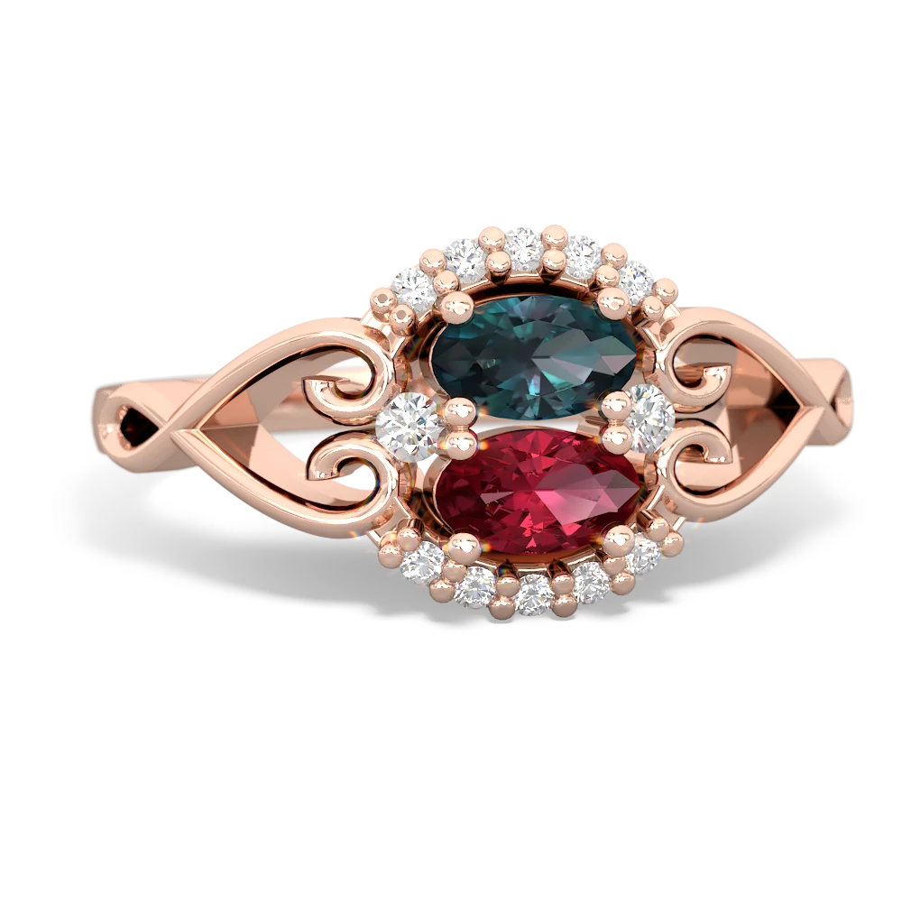 Alexandrite Love Nest 14K Rose Gold ring R5860